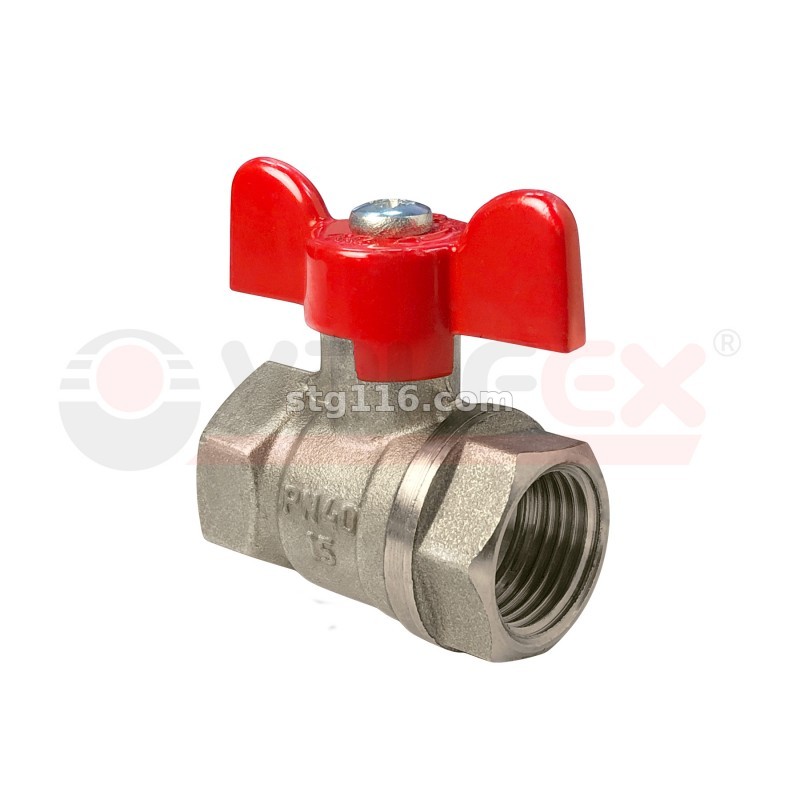 Кран лат.шар 1/2" (15) В/В (бабочка) никел. Valfex