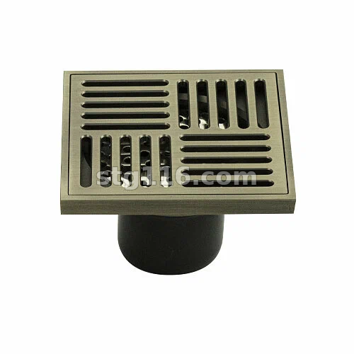 Трап латун.(00063) под бронзу 100*100 на выход 50мм верт крышка решетка с уникальной сист слива воды